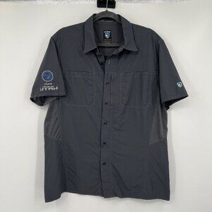 Kuhl Shirt Mens Large Nylon Hiking Grey Tour Of Utah Button Up short sleeve Vent